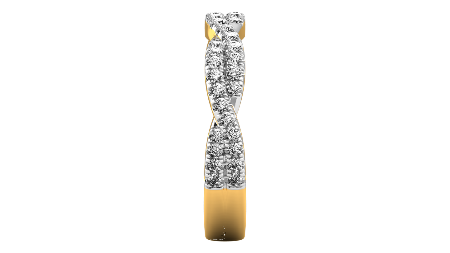 0.68 Ctw Sparkling Infinity Diamond Ring Set In 14K Yellow Gold