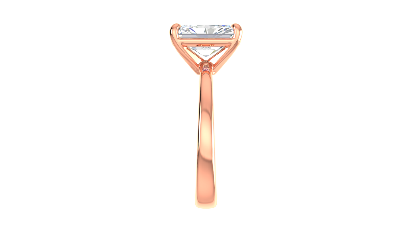 3.00 Ctw Radiant Cut Solitaire Engagement Ring Set In 14K Rose Gold