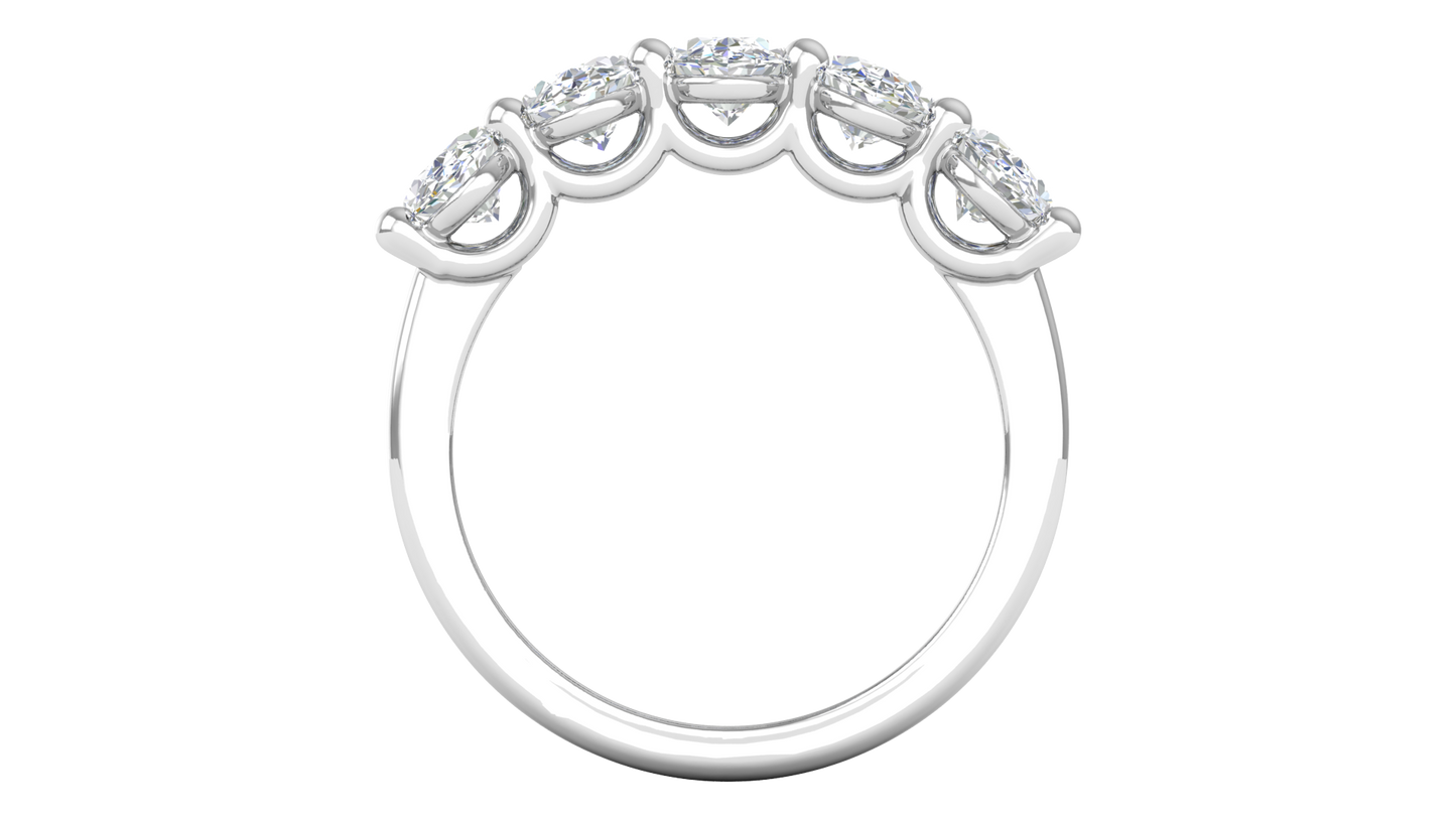 2.50 Ctw Luxurious Oval Cut Five-Stone Wedding Band With U-Shape Prong Setting In 14K White Gold