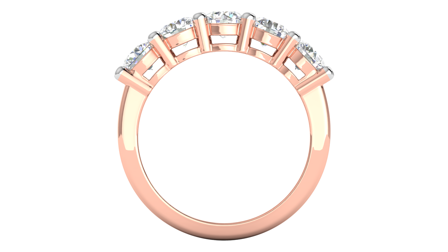 2.00 Ctw Elegant Five-Stone Wedding Band Set In 14K Rose Gold