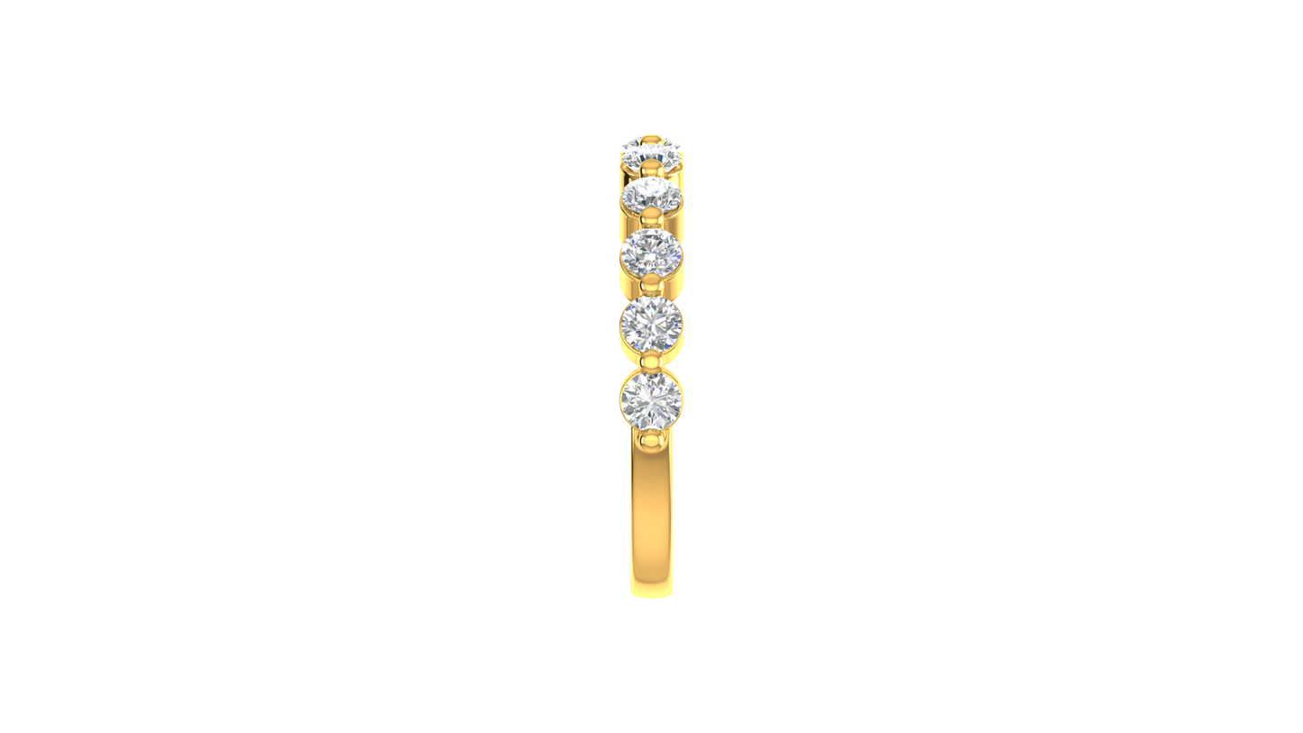 0.60 Ctw Bezal-Set Wedding Band Set In 14K Yellow Gold