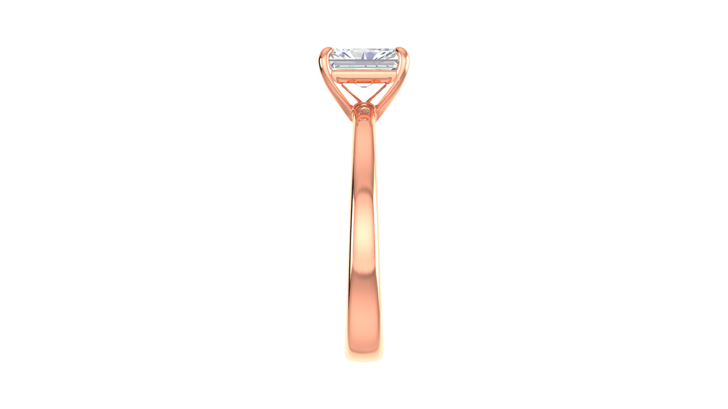 1.00 Ctw Radiant Cut Solitaire Engagement Ring Set In 14K Rose Gold