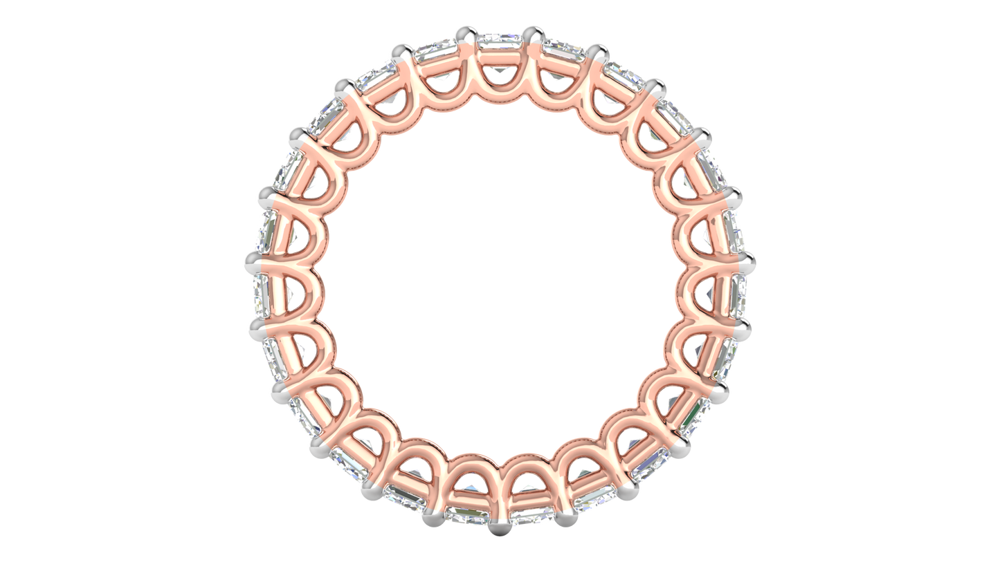 6.90 Ctw Emerald Cut Diamond Eternity Band Set In 14K Rose Gold