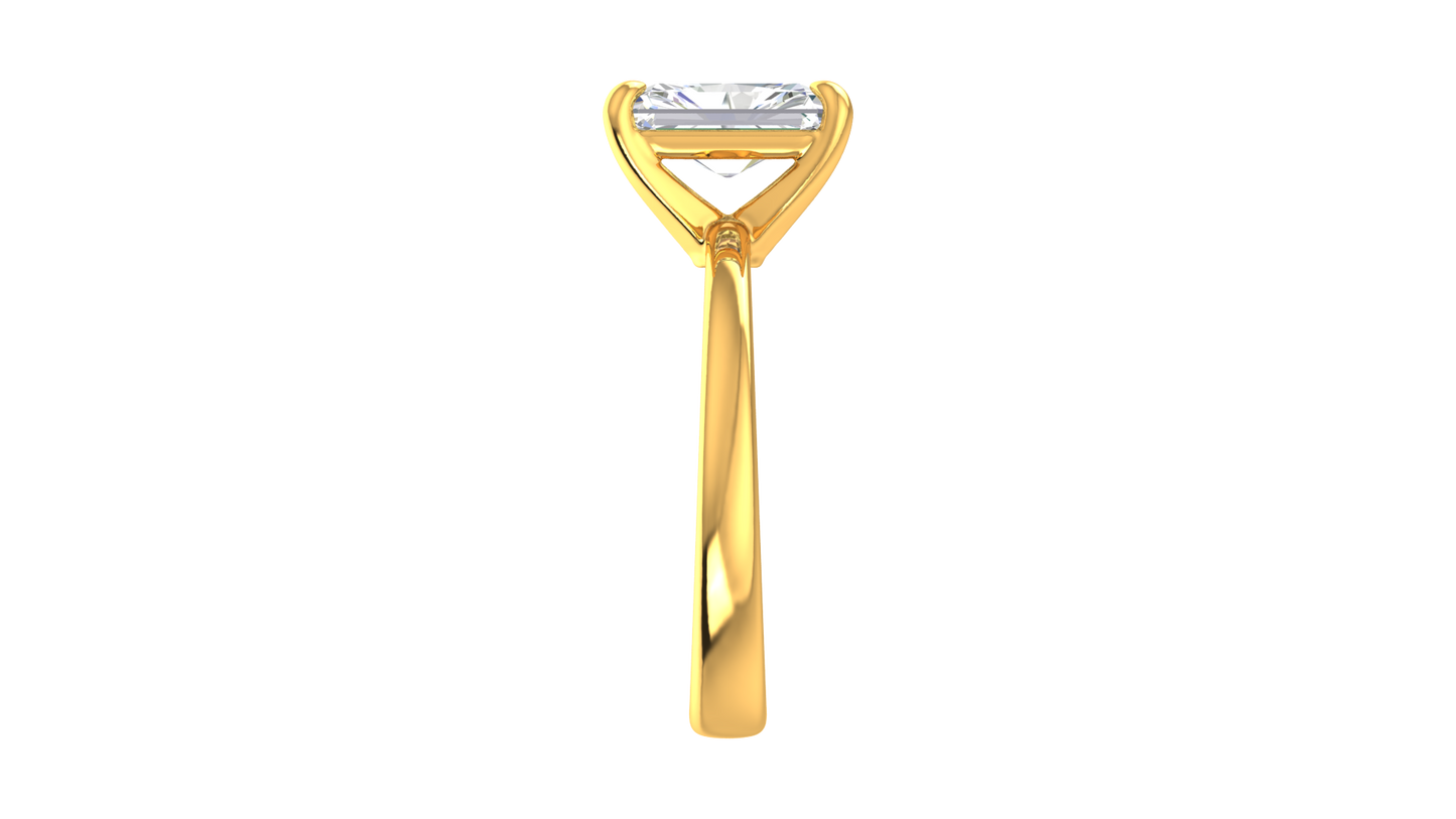 2.00 Ctw Radiant Cut Solitaire Engagement Ring Set In 14K Yellow Gold