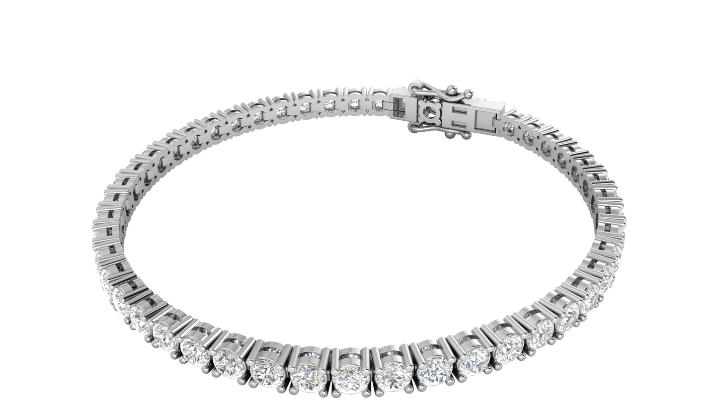 6.48 Ctw Round Brilliant Diamond Tennis Bracelet In 14K White Gold