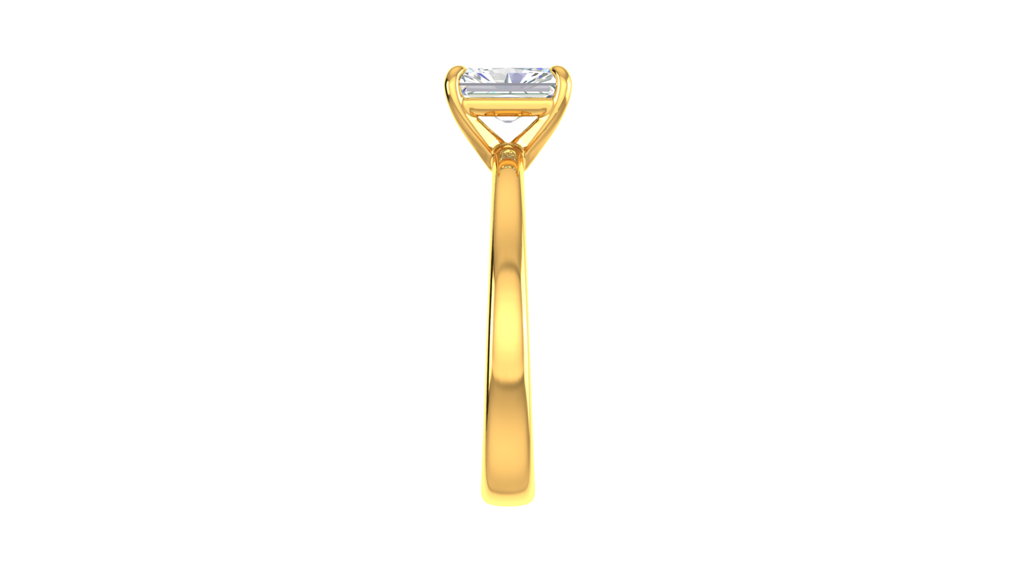 1.00 Ctw Radiant Cut Solitaire Engagement Ring Set In 14k Yellow Gold