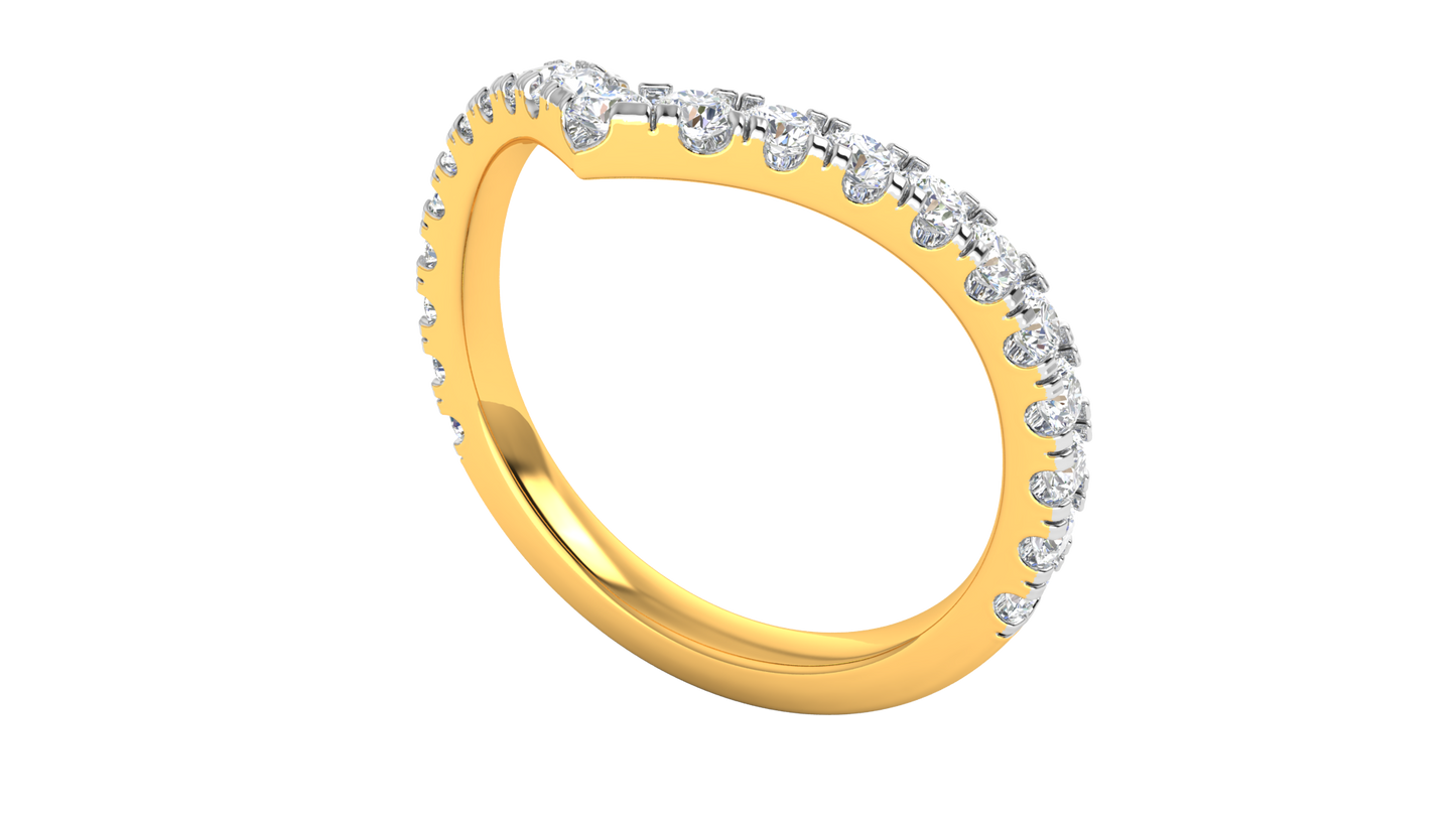 0.63 Ctw Elegant Diamond Chevron Ring Set In 14K Yellow Gold
