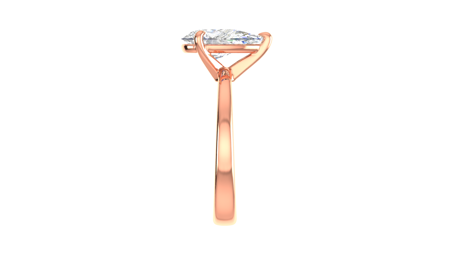 2.00 Ctw Pear Cut Solitaire Engagement Ring Set In 14K Rose Gold