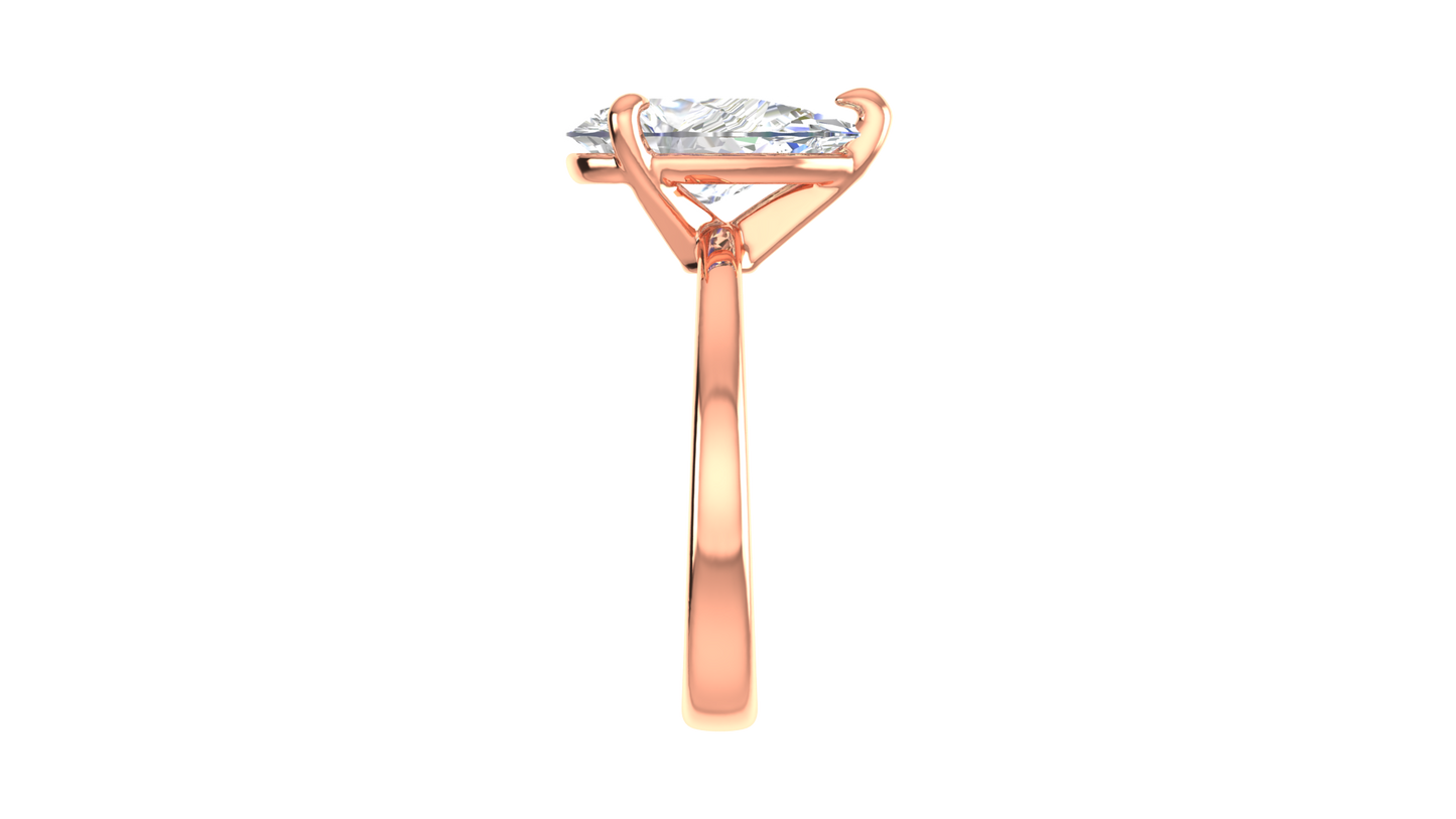 3.00 Ctw Pear Cut Solitaire Engagement Ring Set In 14K Rose Gold