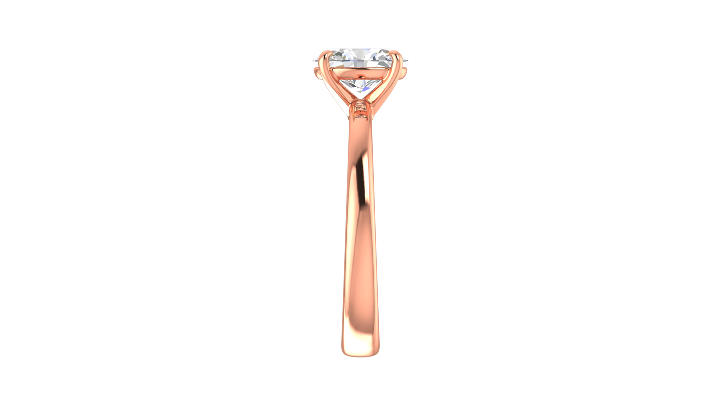 1.00 Ctw Oval Cut Solitaire Engagement Ring Set In 14K Rose Gold
