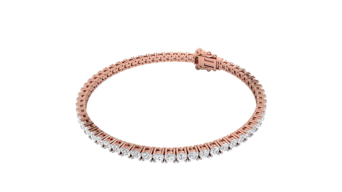 6.10 Ctw Round Brilliant Diamond Tennis Bracelet In 14K Rose Gold