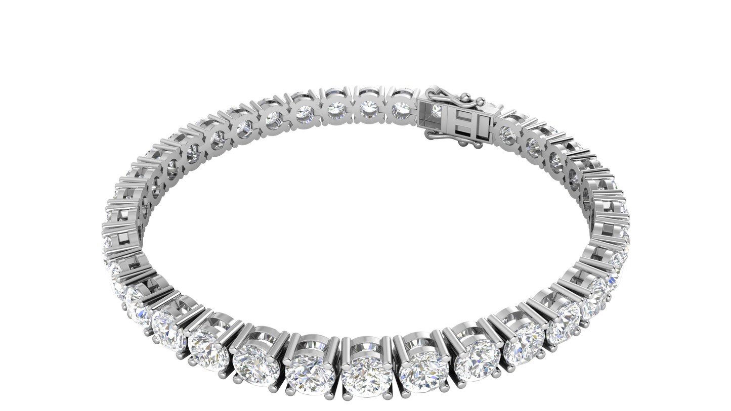 14.00 Ctw Round Brilliant Diamond Tennis Bracelet In 14K White Gold
