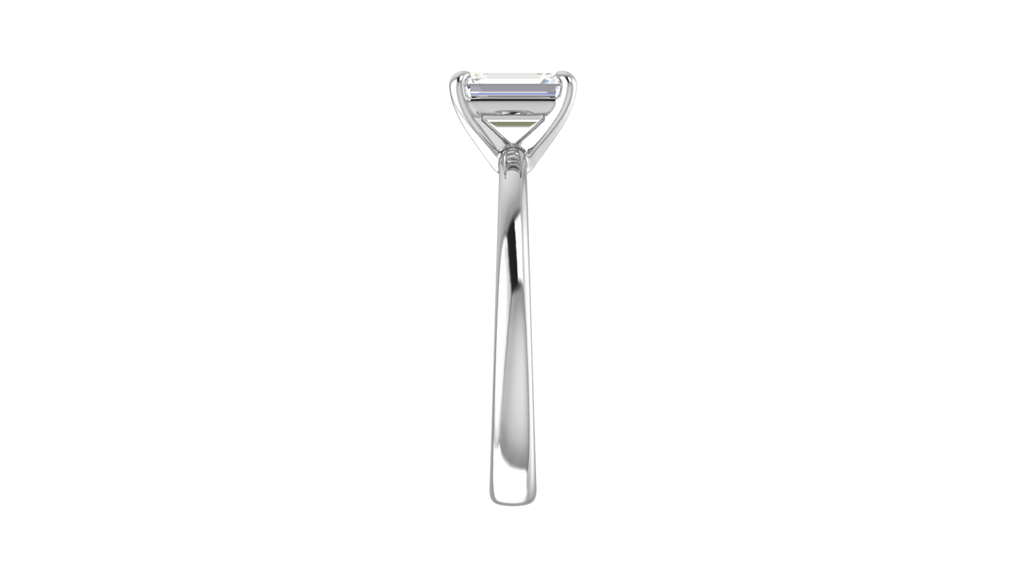 1.00 Ctw Emerald Cut Solitaire Engagement Ring Set In 14K White Gold