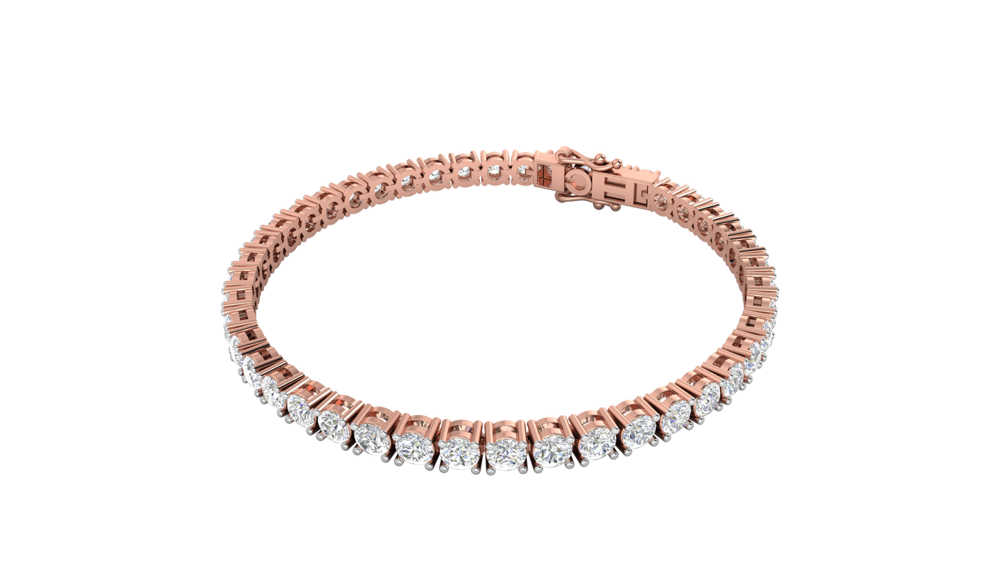 9.24 Ctw Round Brilliant Diamond Tennis Bracelet In 14K Rose Gold