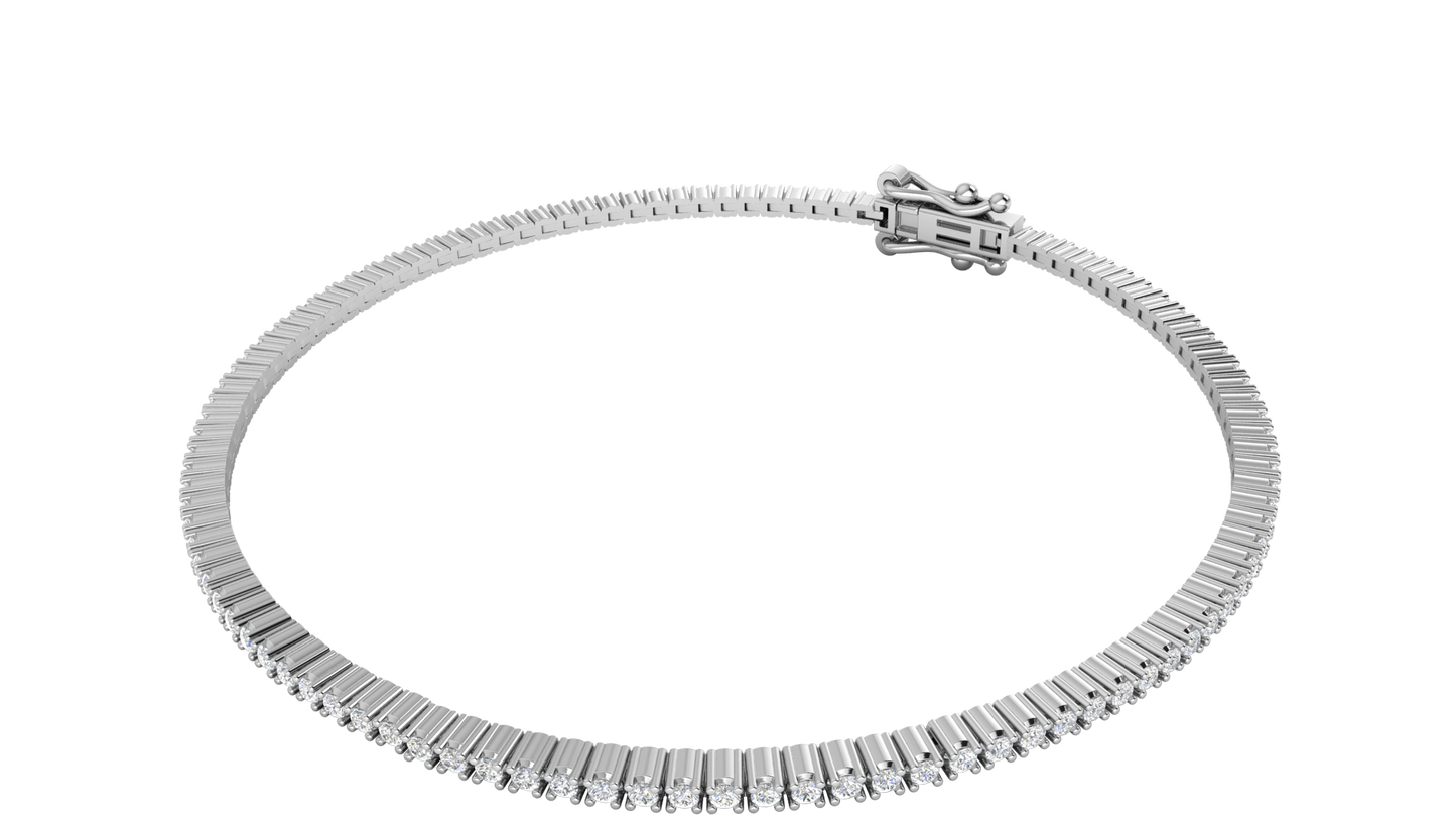 1.08 Ctw Round Brilliant Diamond Tennis Bracelet In 14K White Gold
