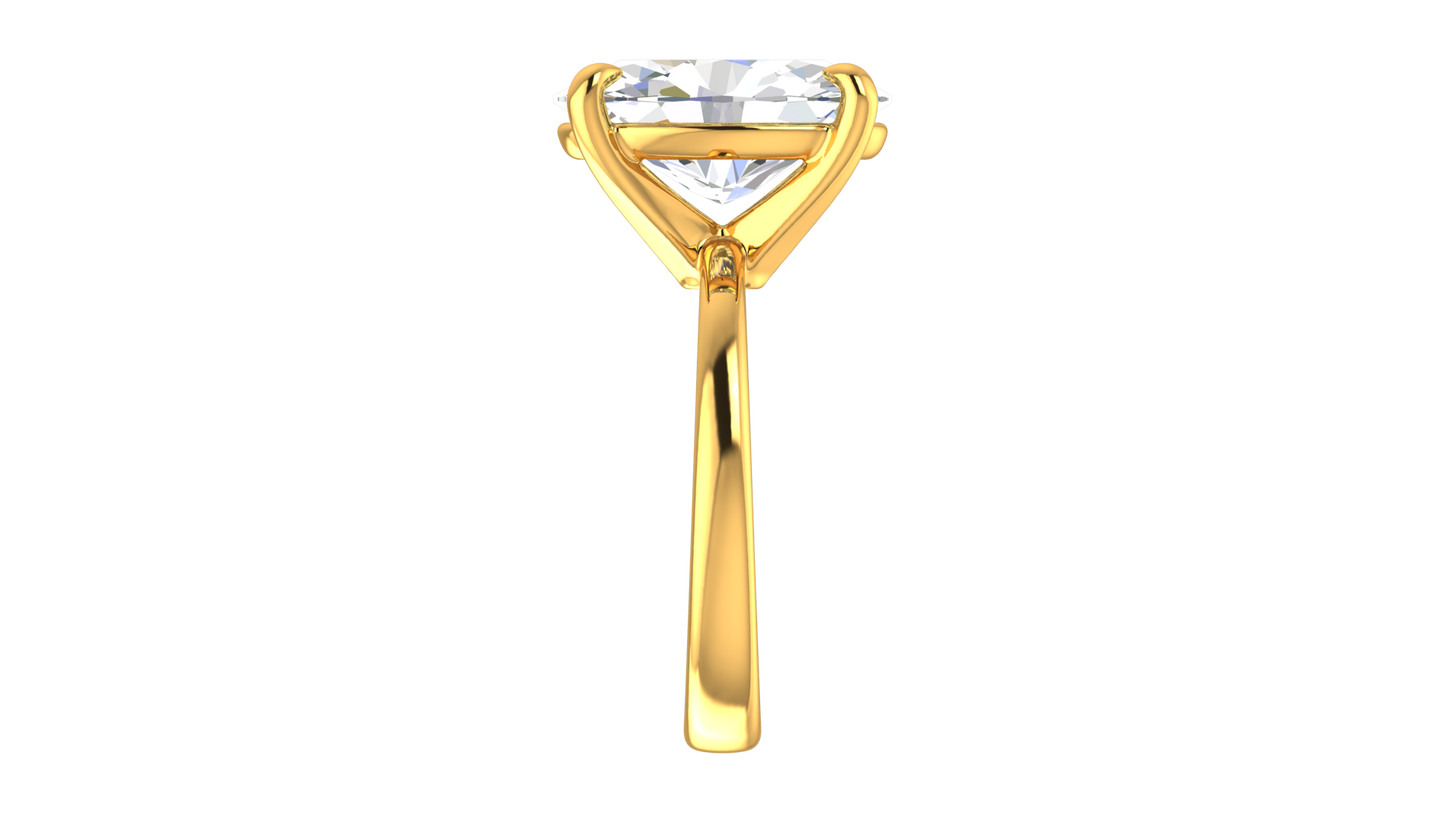 5.00 Ctw Oval Cut Solitaire Engagement Ring Set In 14K Yellow Gold