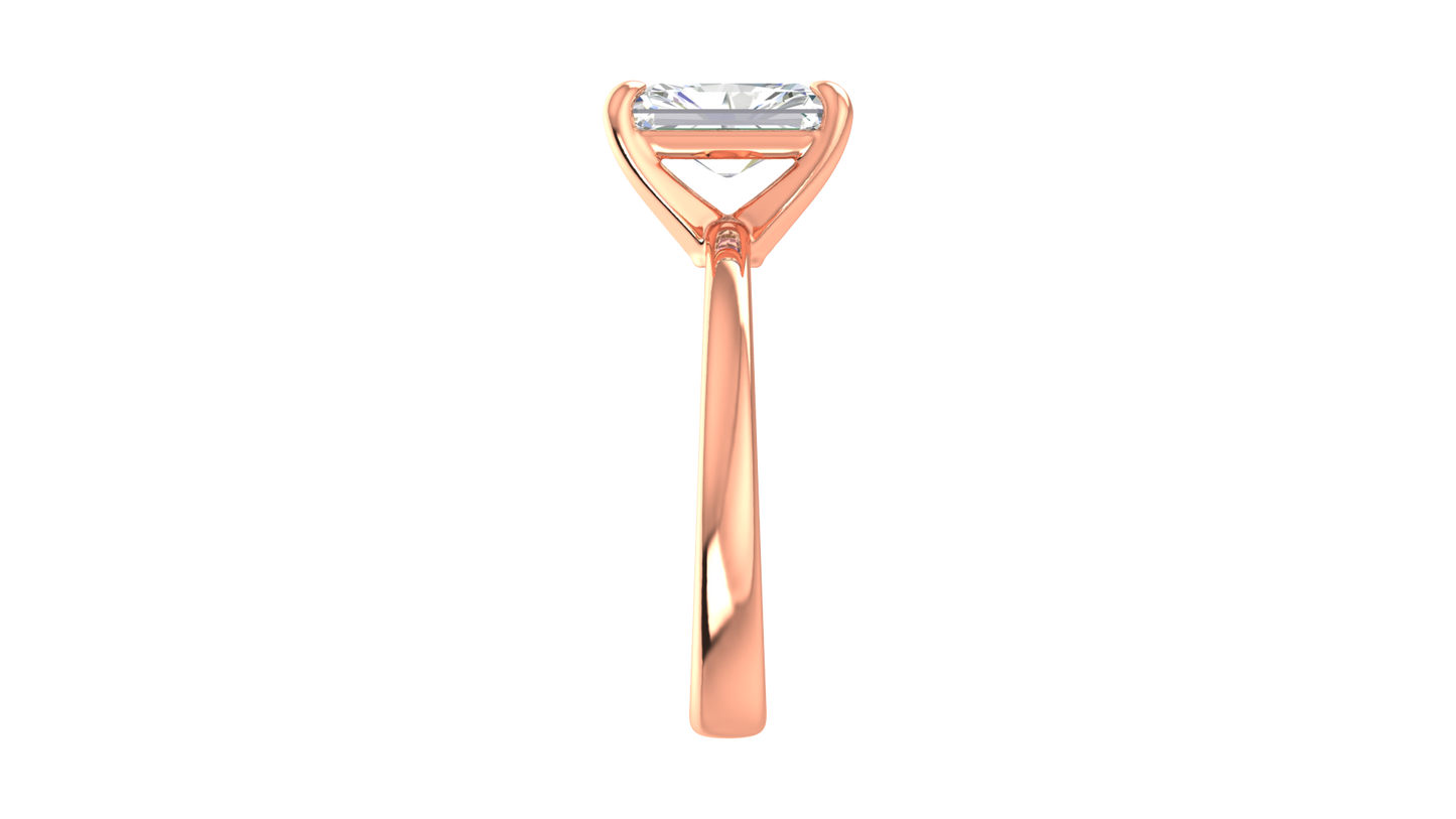 2.00 Ctw Radiant Cut Solitaire Engagement Ring Set In 14K Rose Gold