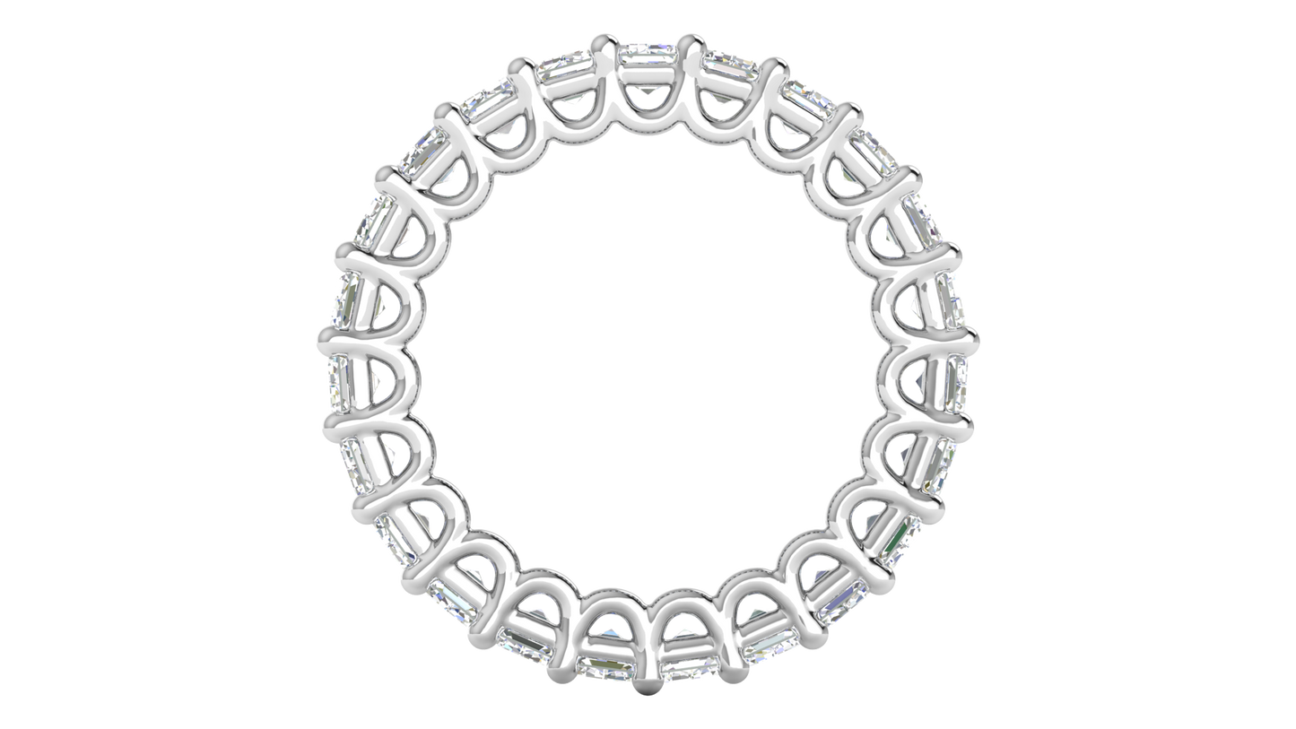 6.90 Ctw Emerald Cut Diamond Eternity Band Set In 14K White Gold