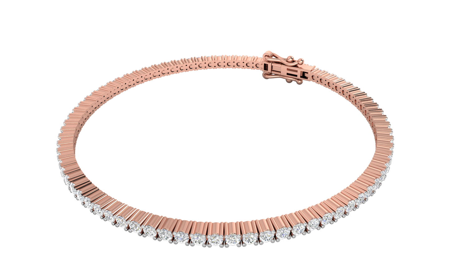 3.12 Ctw Round Brilliant Diamond Tennis Bracelet In 14K Rose Gold