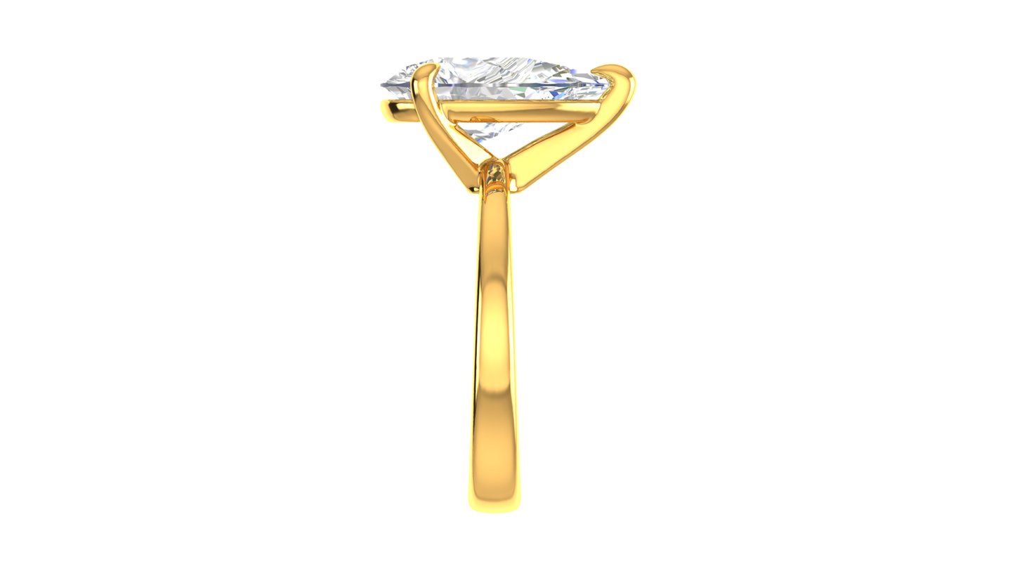 4.00 Ctw Pear Cut Solitaire Engagement Ring Set In 14K Yellow Gold