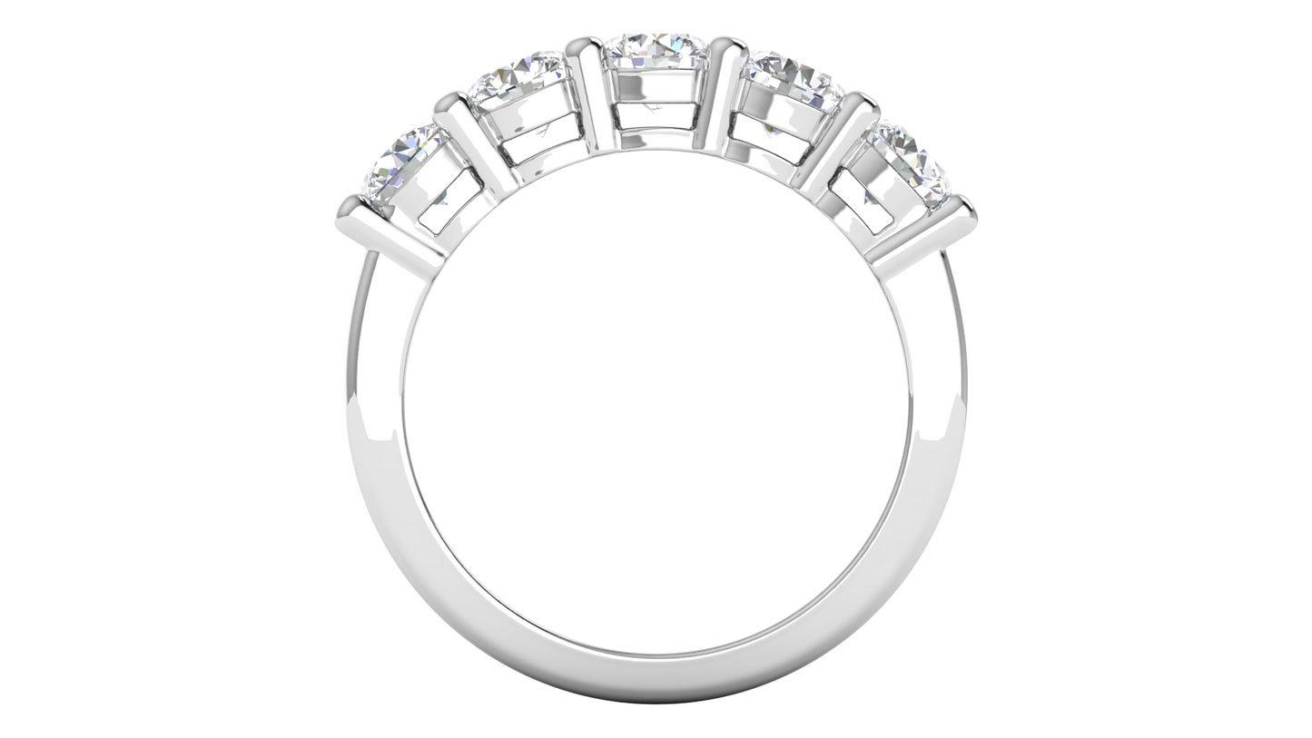 2.00 Ctw Elegant Five-Stone Wedding Band Set In 14K White Gold