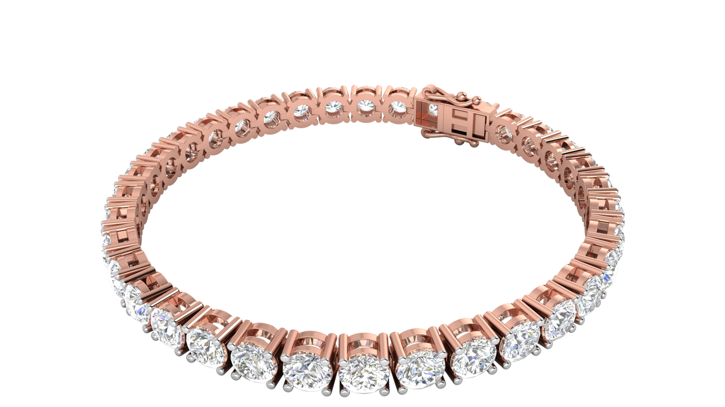 14.00 Ctw Round Brilliant Diamond Tennis Bracelet In 14K Rose Gold