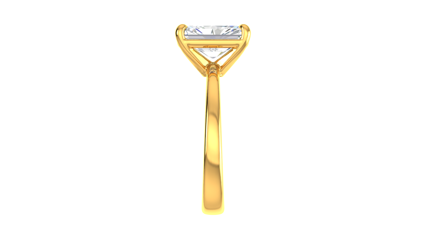 3.00 Ctw Radiant Cut Solitaire Engagement Ring Set In 14K Yellow Gold