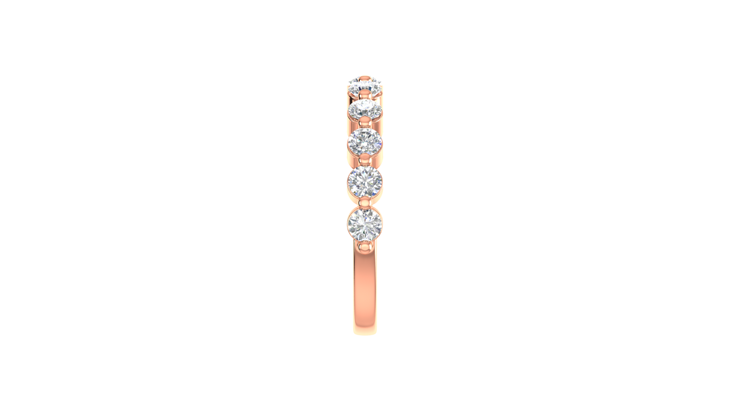 0.60 Ctw Bezal-Set Wedding Band Set In 14K Rose Gold