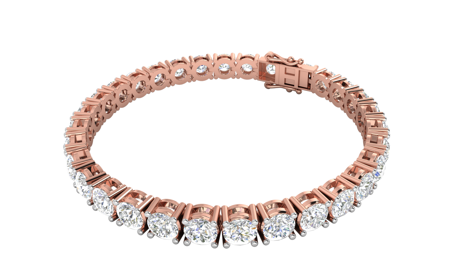 15.50 Ctw Round Brilliant Diamond Tennis Bracelet In 14K Rose Gold