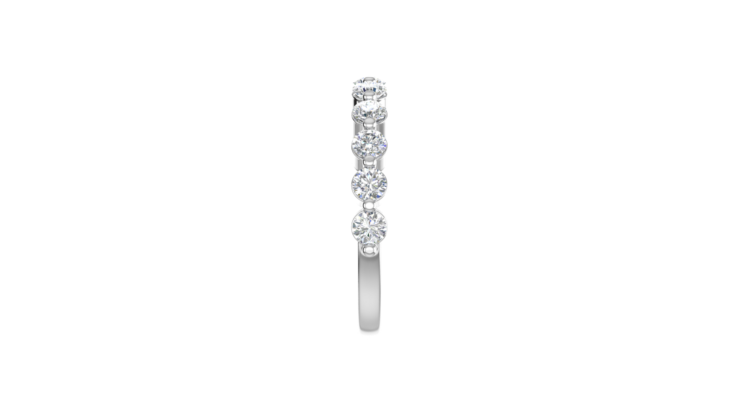 0.88 Ctw Bezal-Set Wedding Band Set In 14K White Gold