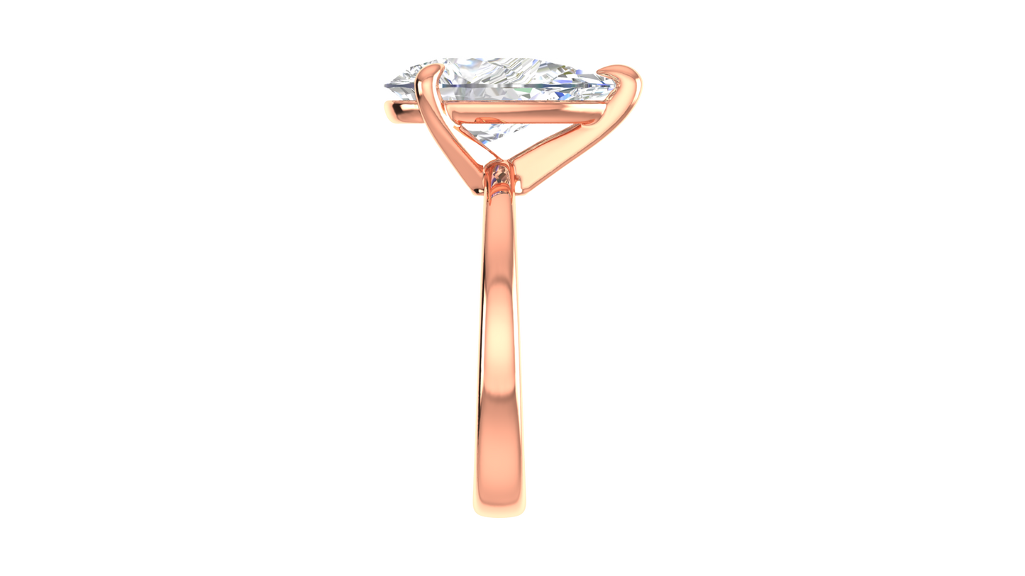 4.00 Ctw Pear Cut Solitaire Engagement Ring Set In 14K Rose Gold
