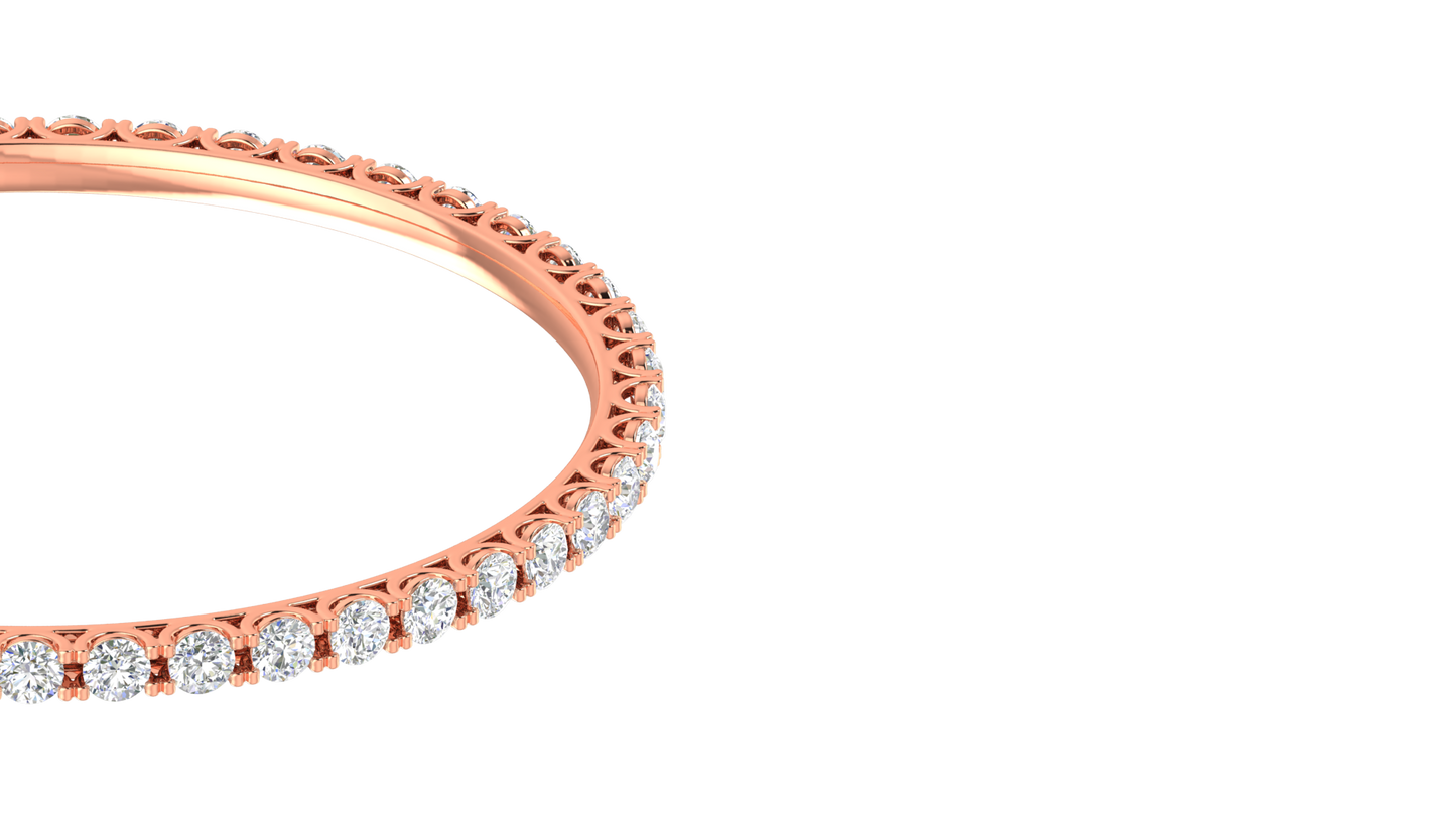 17.10 Ctw Round Cut Diamond Bangle | Shared Prong Diamond Bangle Set In Luxury 14K Rose Gold