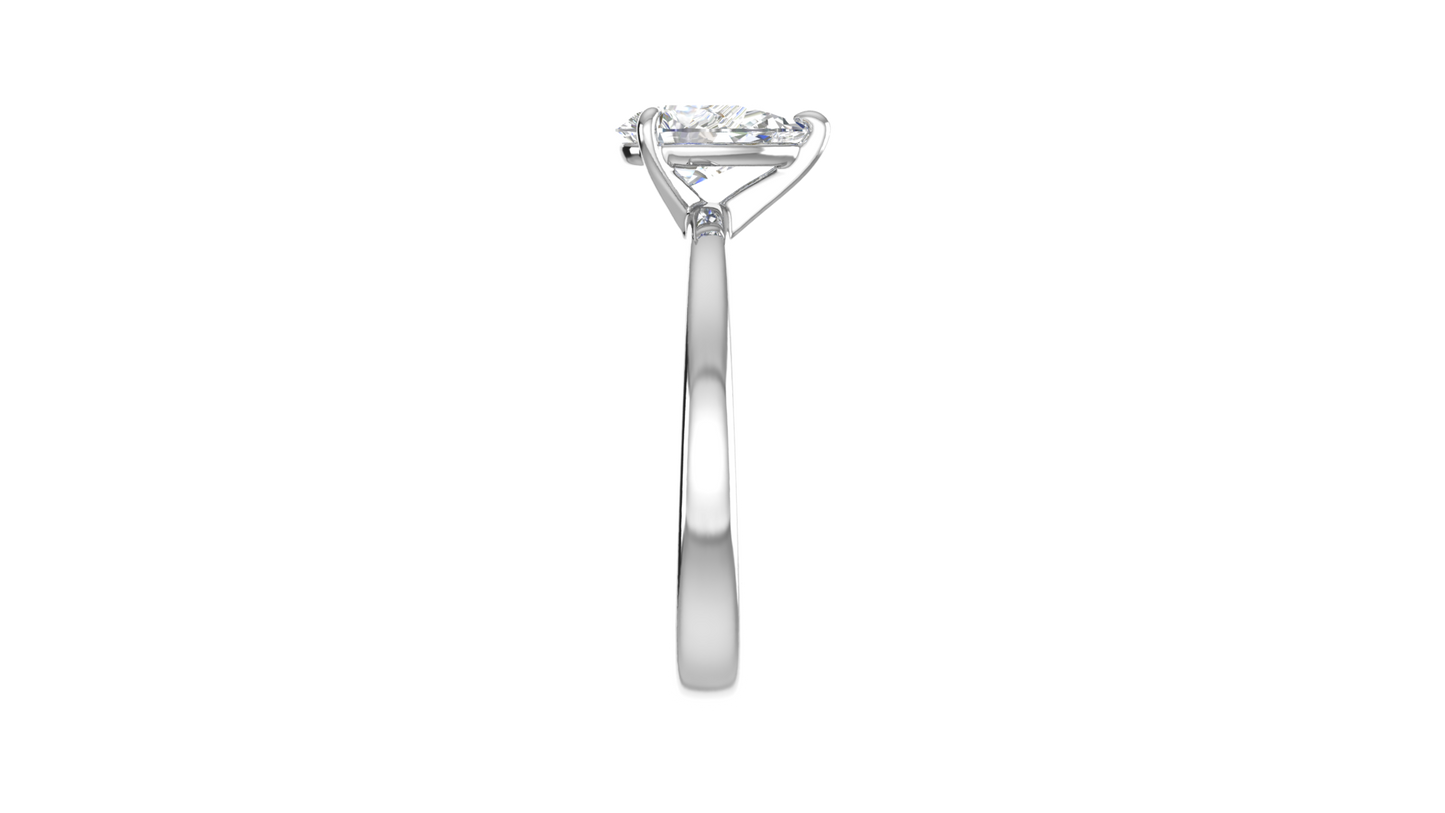1.00 Ctw Pear Cut Solitaire Engagement Ring Set In 14K White Gold