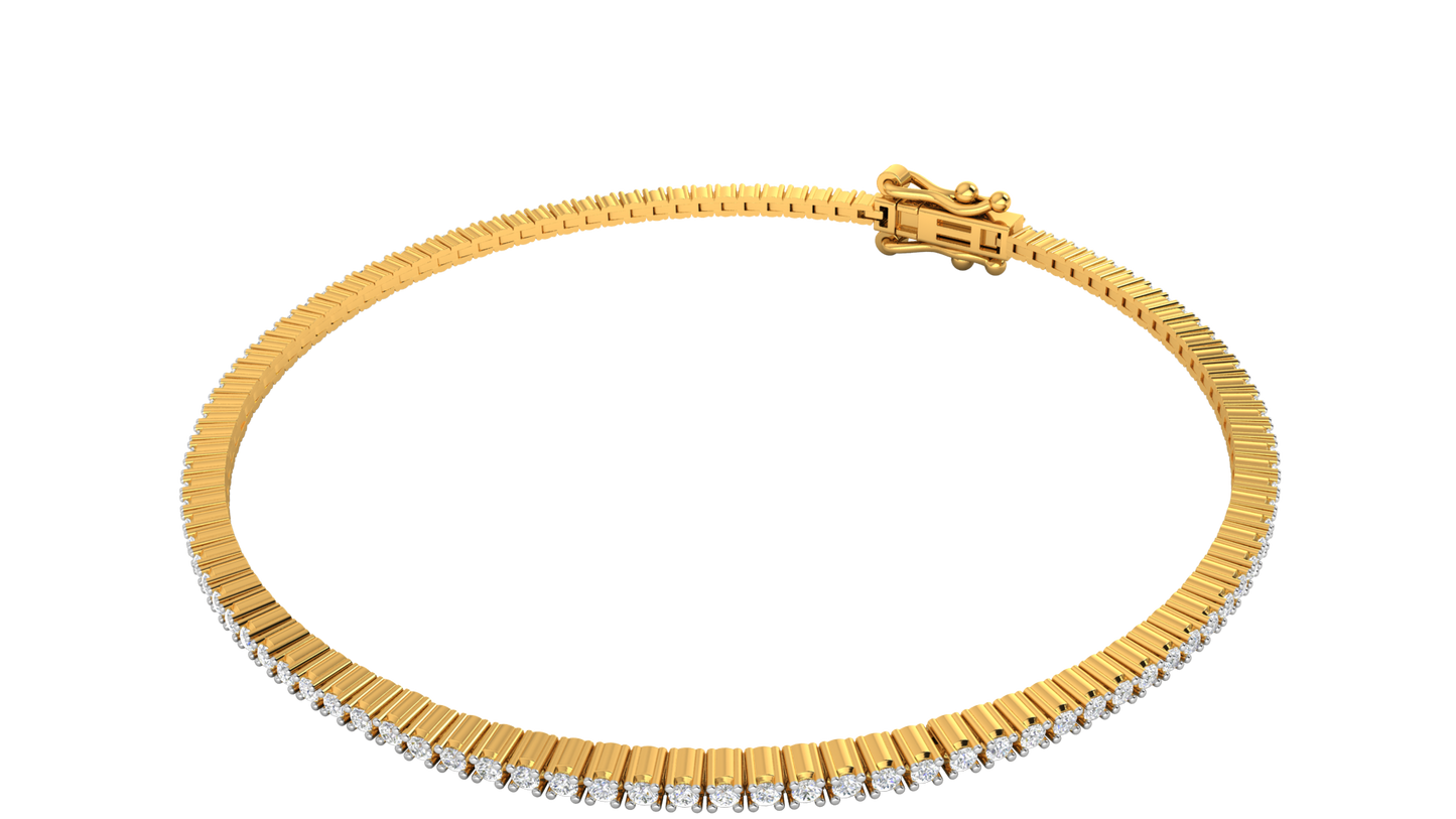 1.08 Ctw Round Brilliant Diamond Tennis Bracelet In 14K Yellow Gold