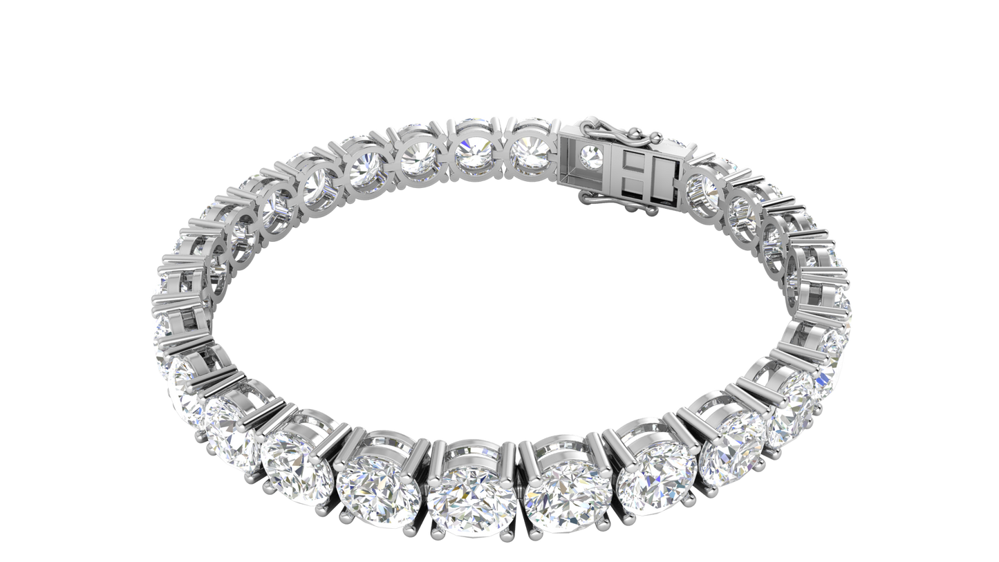 27.00 Ctw Round Brilliant Diamond Tennis Bracelet In 14K White Gold