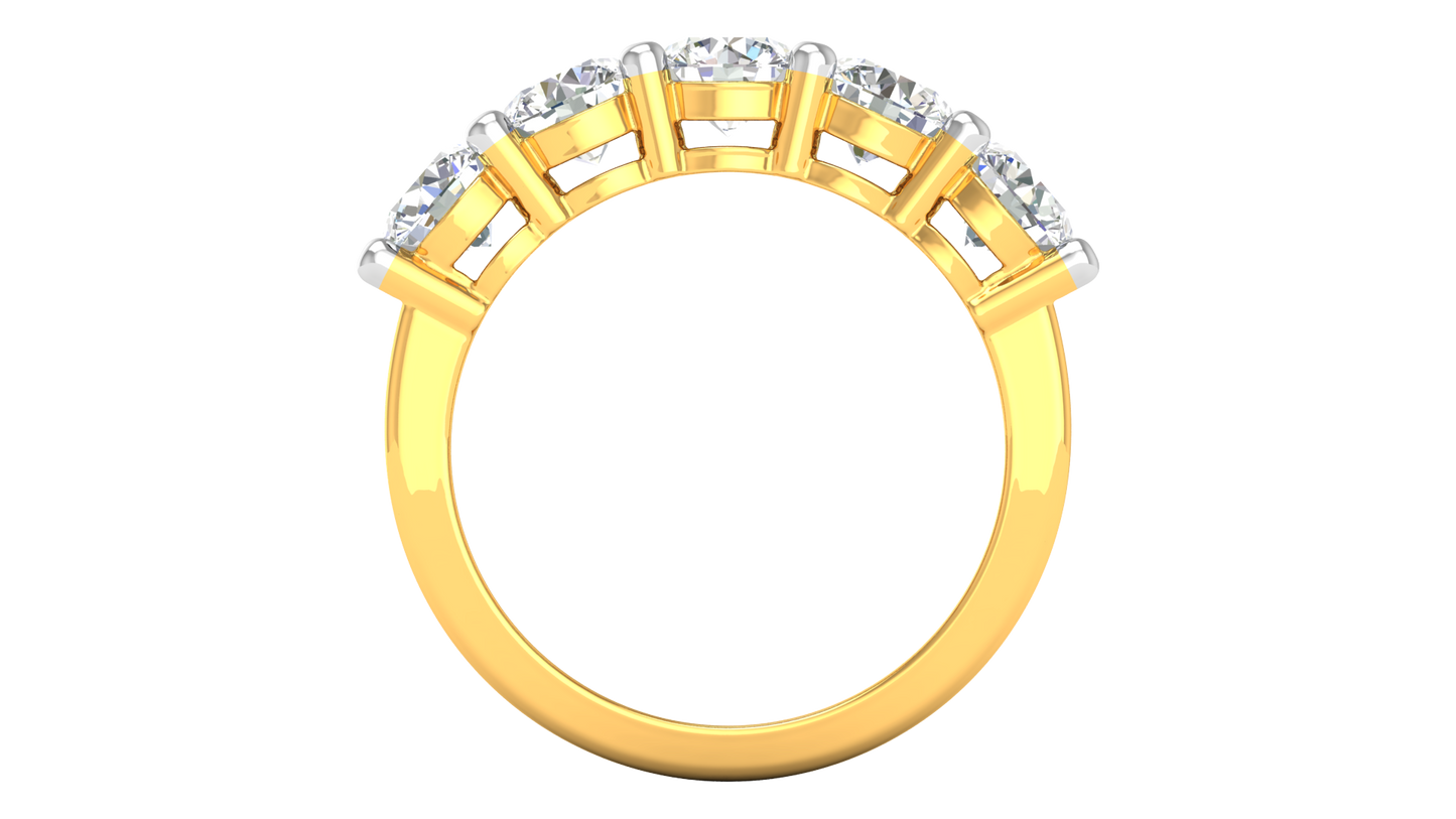 2.50 Ctw Elegant Five-Stone Wedding Band Set In 14K Yellow Gold