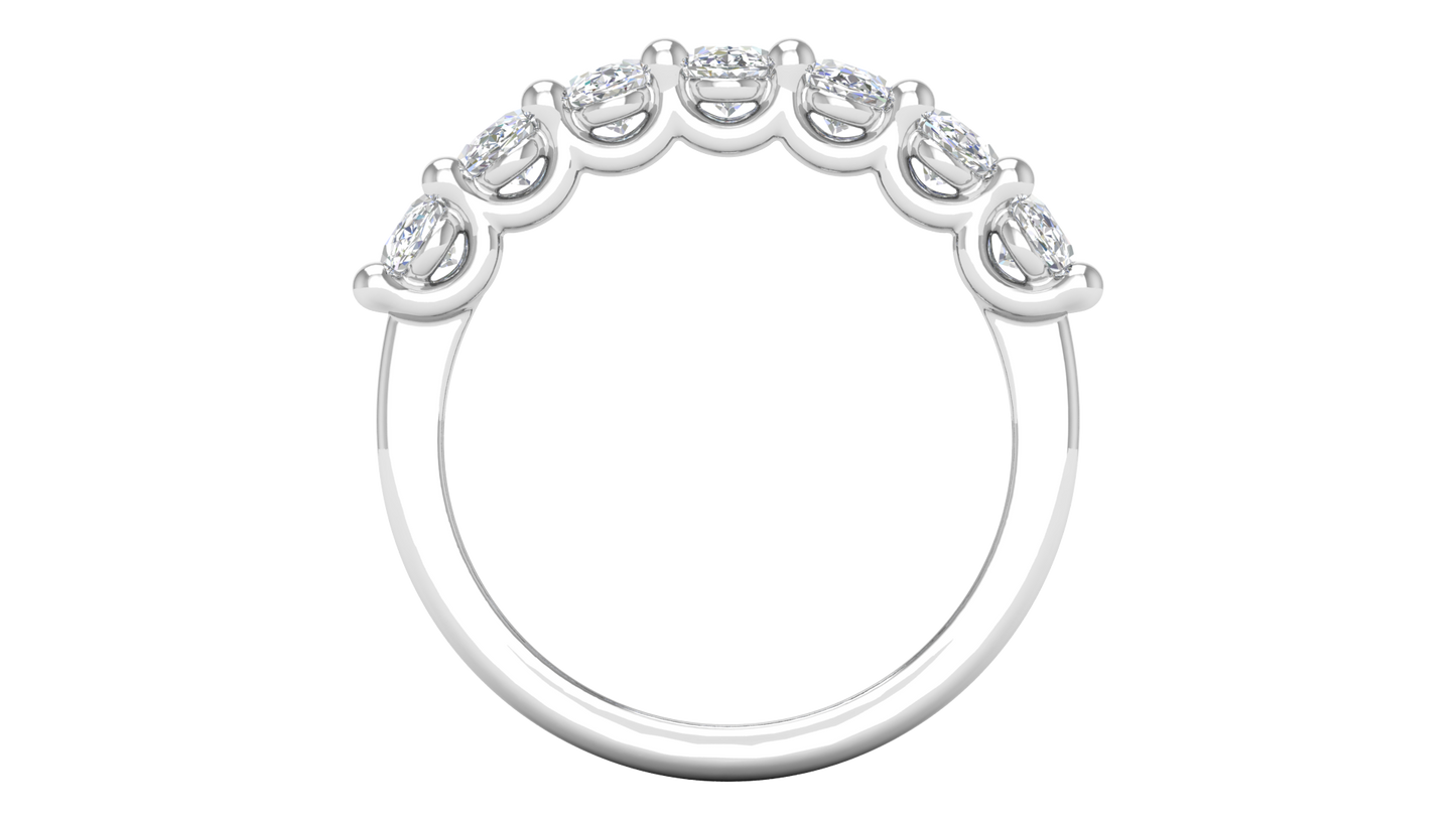 2.10 Ctw Luxurious Oval Cut Seven Stone Wedding Band With U-Shape Prong Setting In 14K White Gold