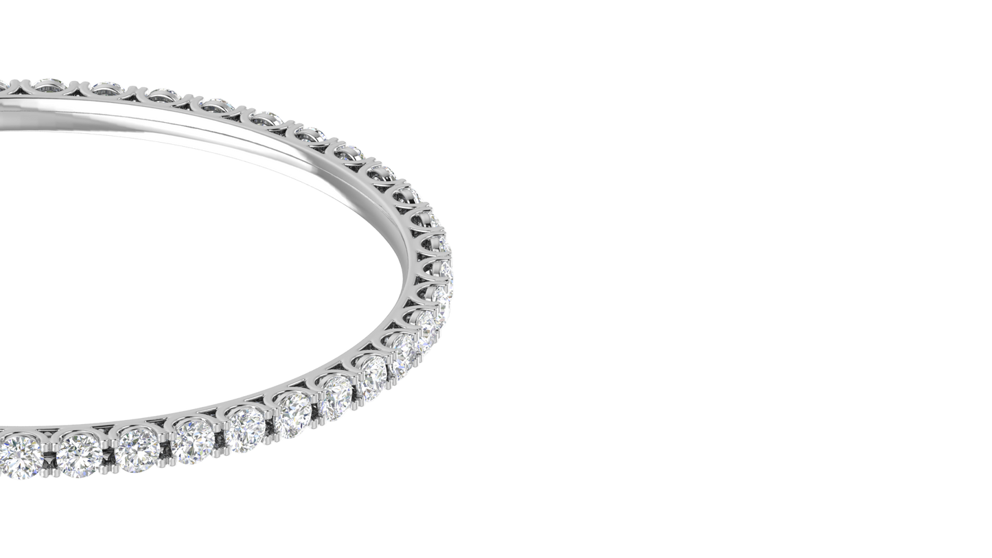 17.10 Ctw Round Cut Diamond Bangle | Shared Prong Diamond Bangle Set In Luxury 14K White Gold