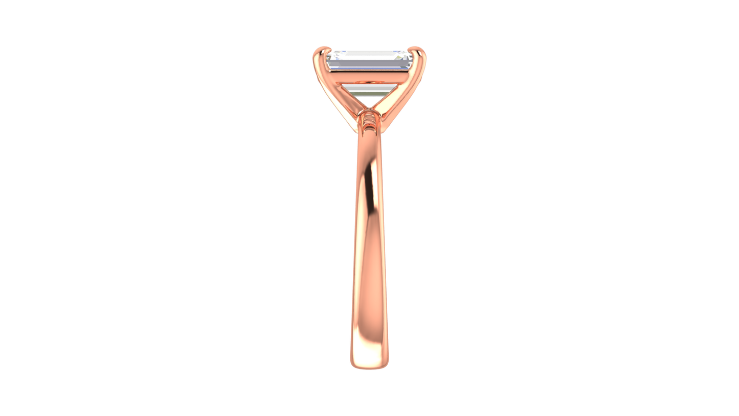 2.00 Ctw Emerald Cut Solitaire Engagement Ring Set In 14k Rose Gold