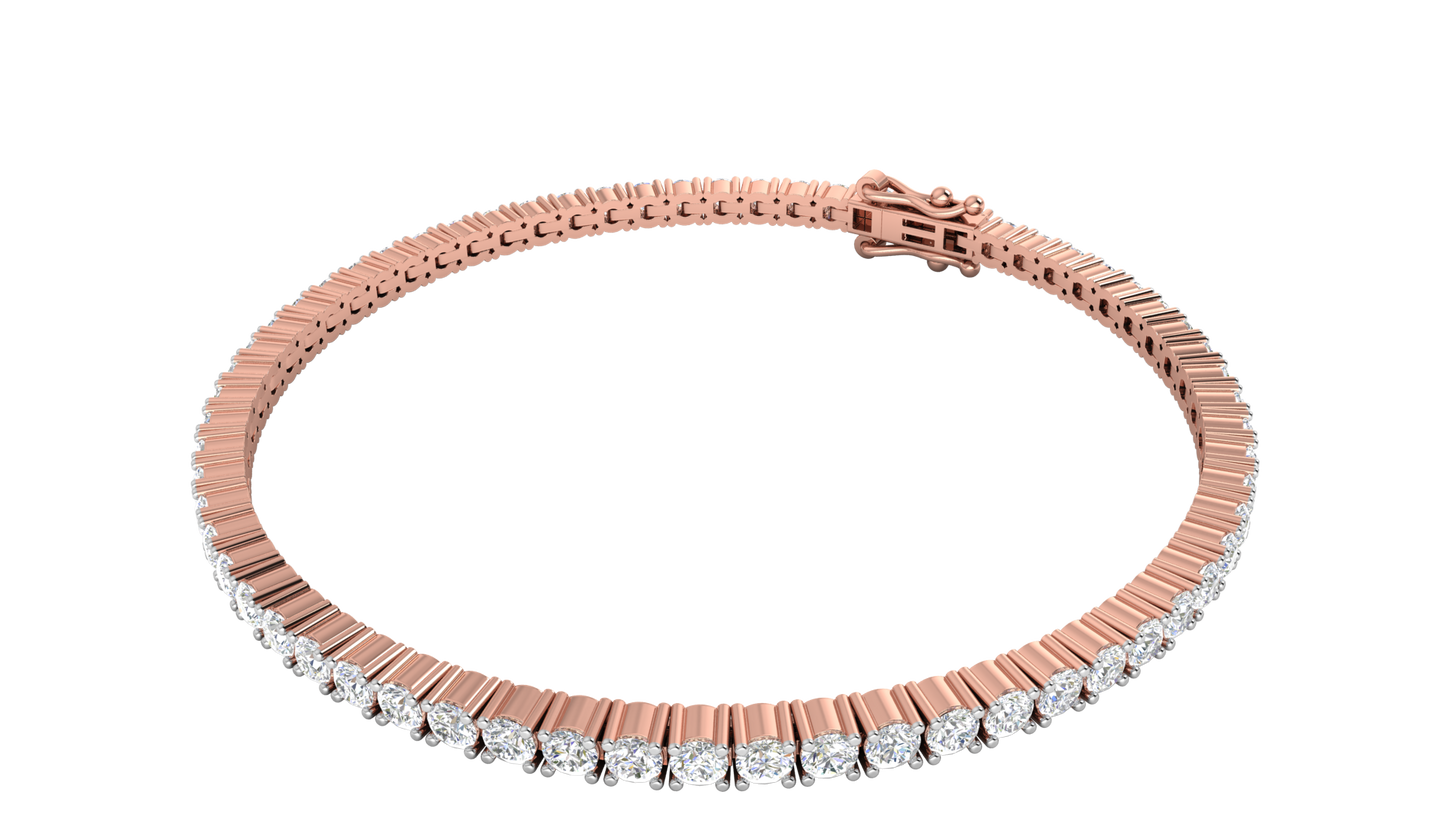 4.80 Ctw Round Brilliant Diamond Tennis Bracelet In 14K Rose Gold