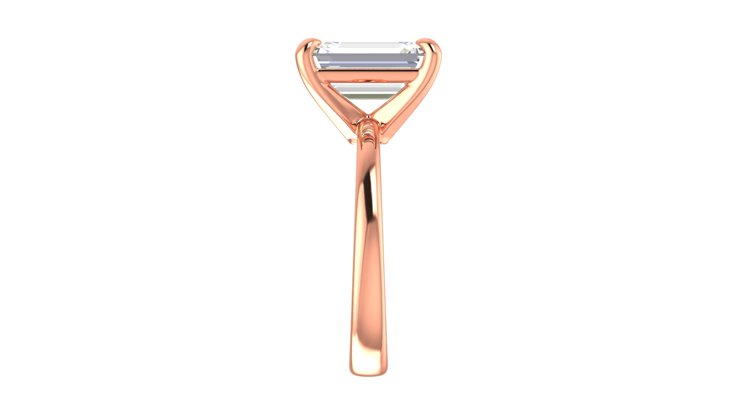 4.00 Ctw Emerald Cut Solitaire Engagement Ring Set In 14K Rose Gold