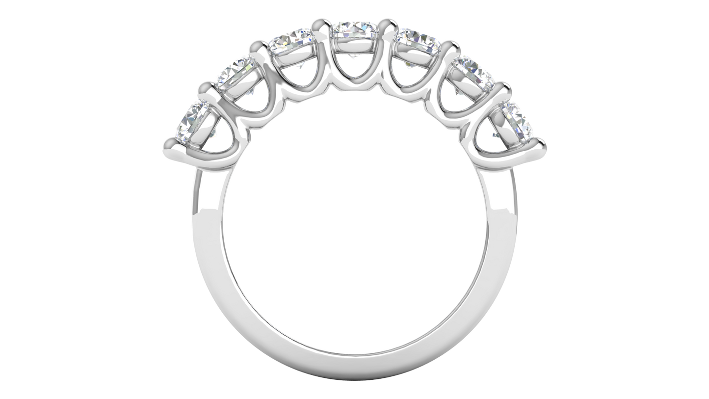 2.10 Ctw Dazzling Seven-Stone Wedding Band With U-Shape Prong Setting In 14K White Gold
