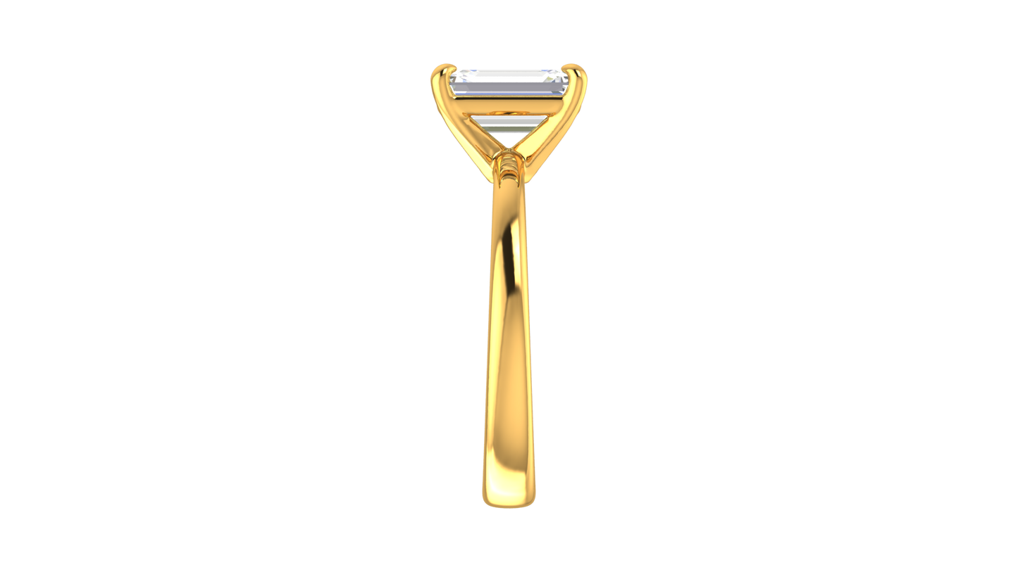 2.00 Ctw Emerald Cut Solitaire Engagement Ring Set In 14k Yellow Gold