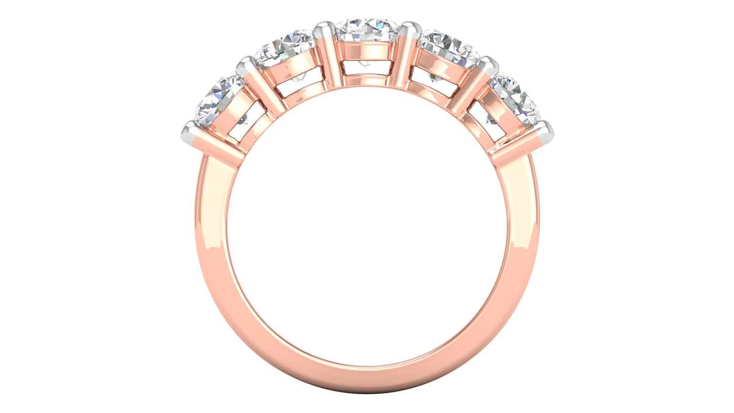 2.50 Ctw Elegant Five-Stone Wedding Band Set In 14K Rose Gold
