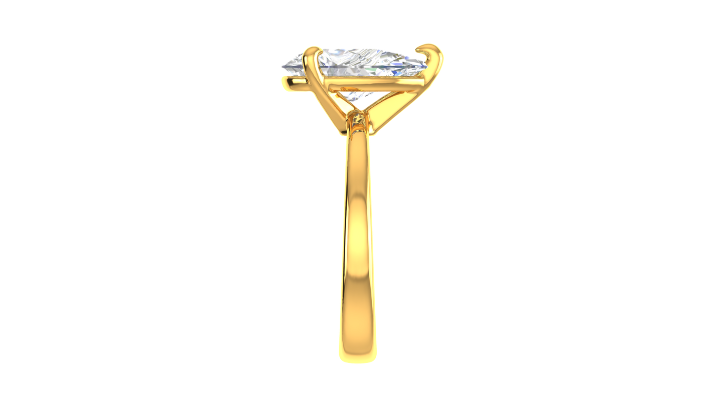 3.00 Ctw Pear Cut Solitaire Engagement Ring Set In 14K Yellow Gold