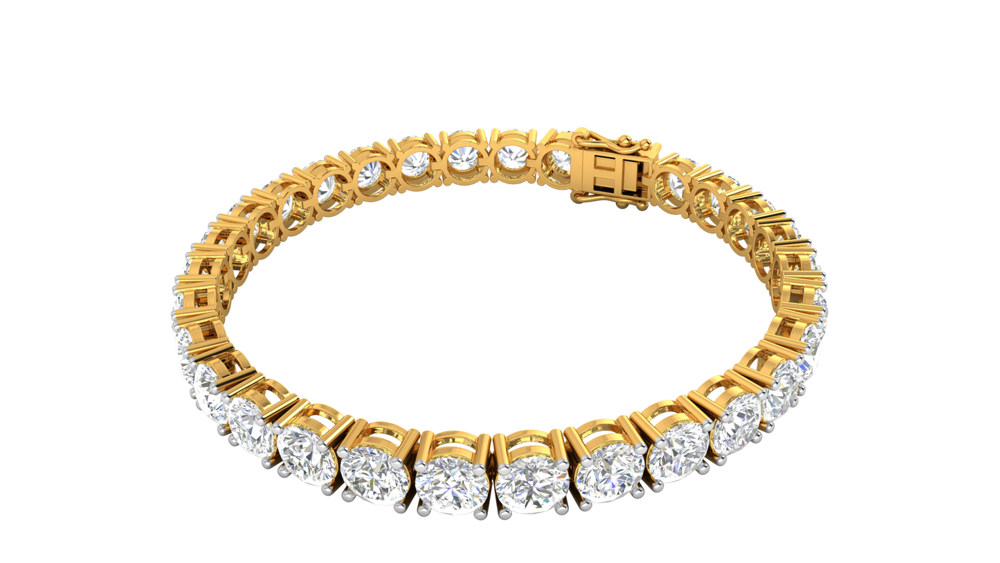 21.00 Ctw Round Brilliant Diamond Tennis Bracelet In 14K Yellow Gold