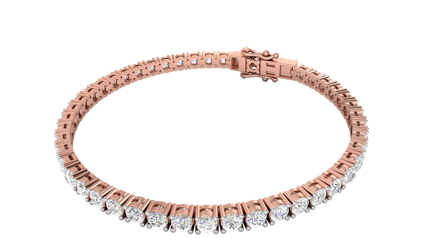 6.48 Ctw Round Brilliant Diamond Tennis Bracelet In 14K Rose Gold