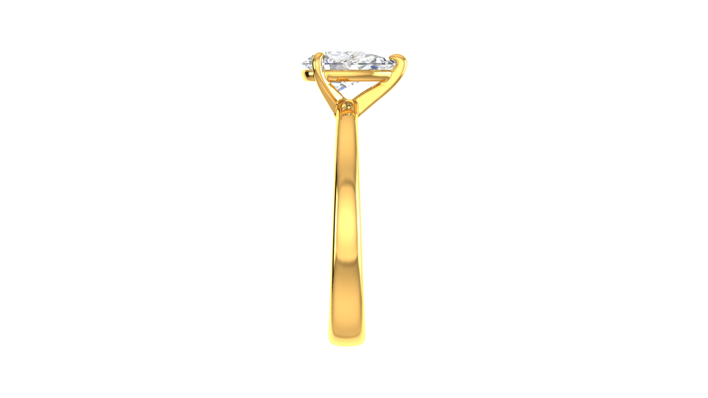 1.00 Ctw Pear Cut Solitaire Engagement Ring Set In 14K Yellow Gold