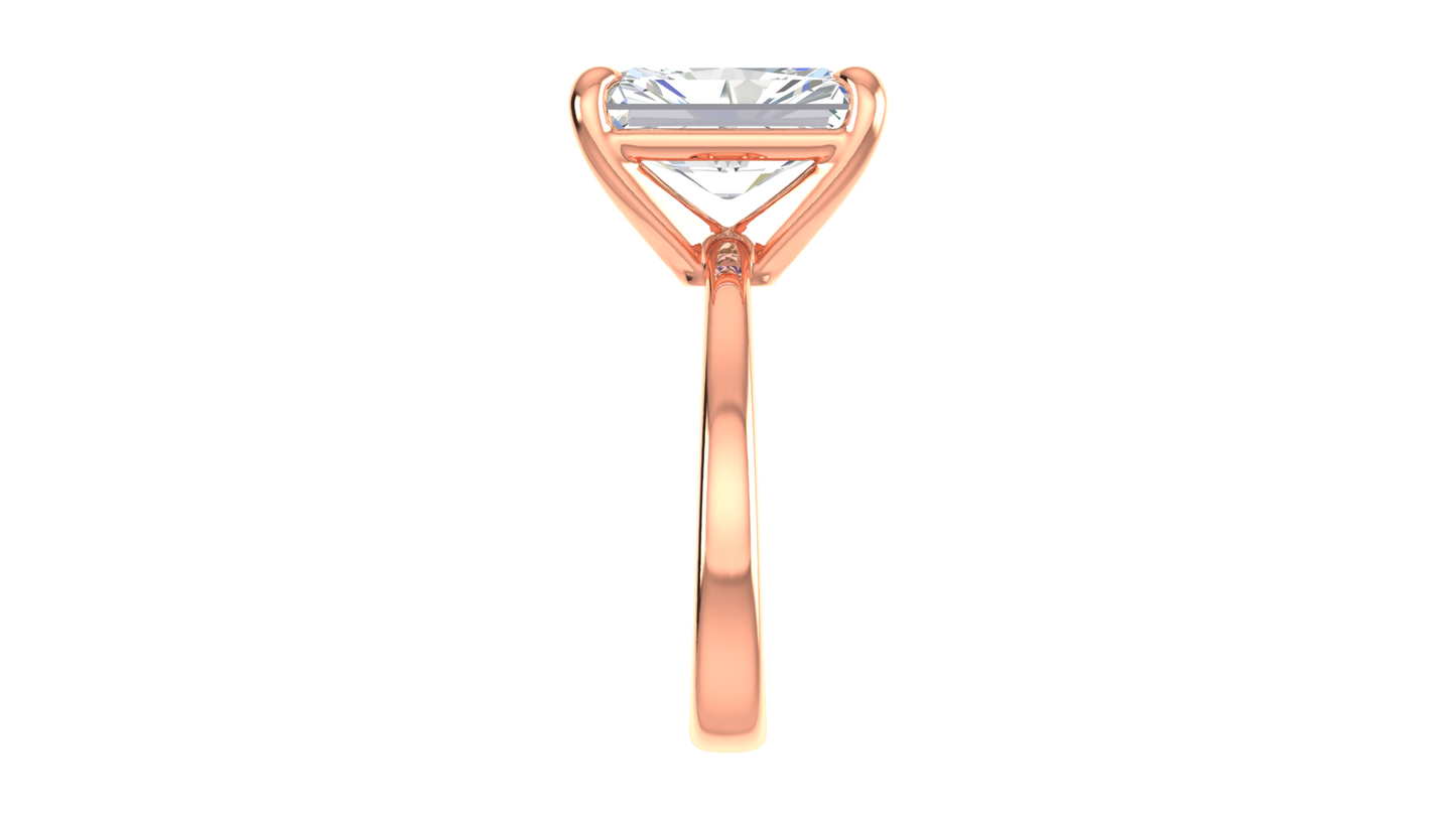 5.00 Ctw Radiant Cut Solitaire Engagement Ring Set In 14K Rose Gold