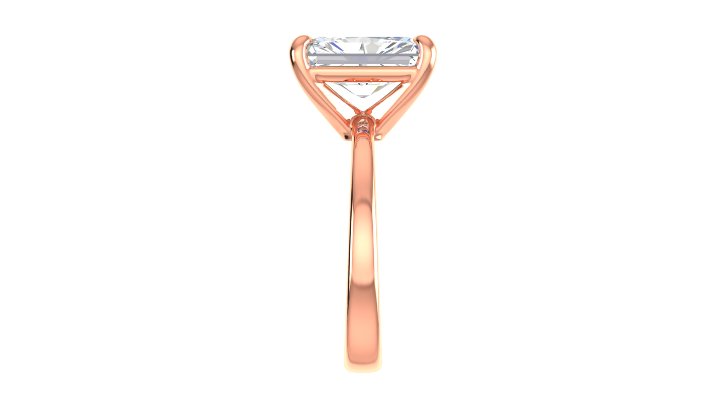 4.00 Ctw Radiant Cut Solitaire Engagement Ring Set In 14K Rose Gold